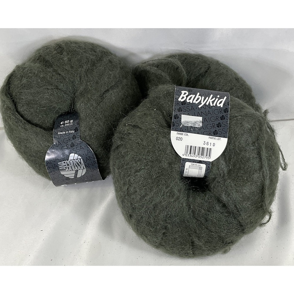 Lot of 3 Filatura Di Crosa Baby Kid Army Green Mohair/Nylon 25g each